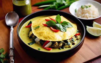 Recette d’omelette farcie au curry vert : saveurs exotiques à la maison